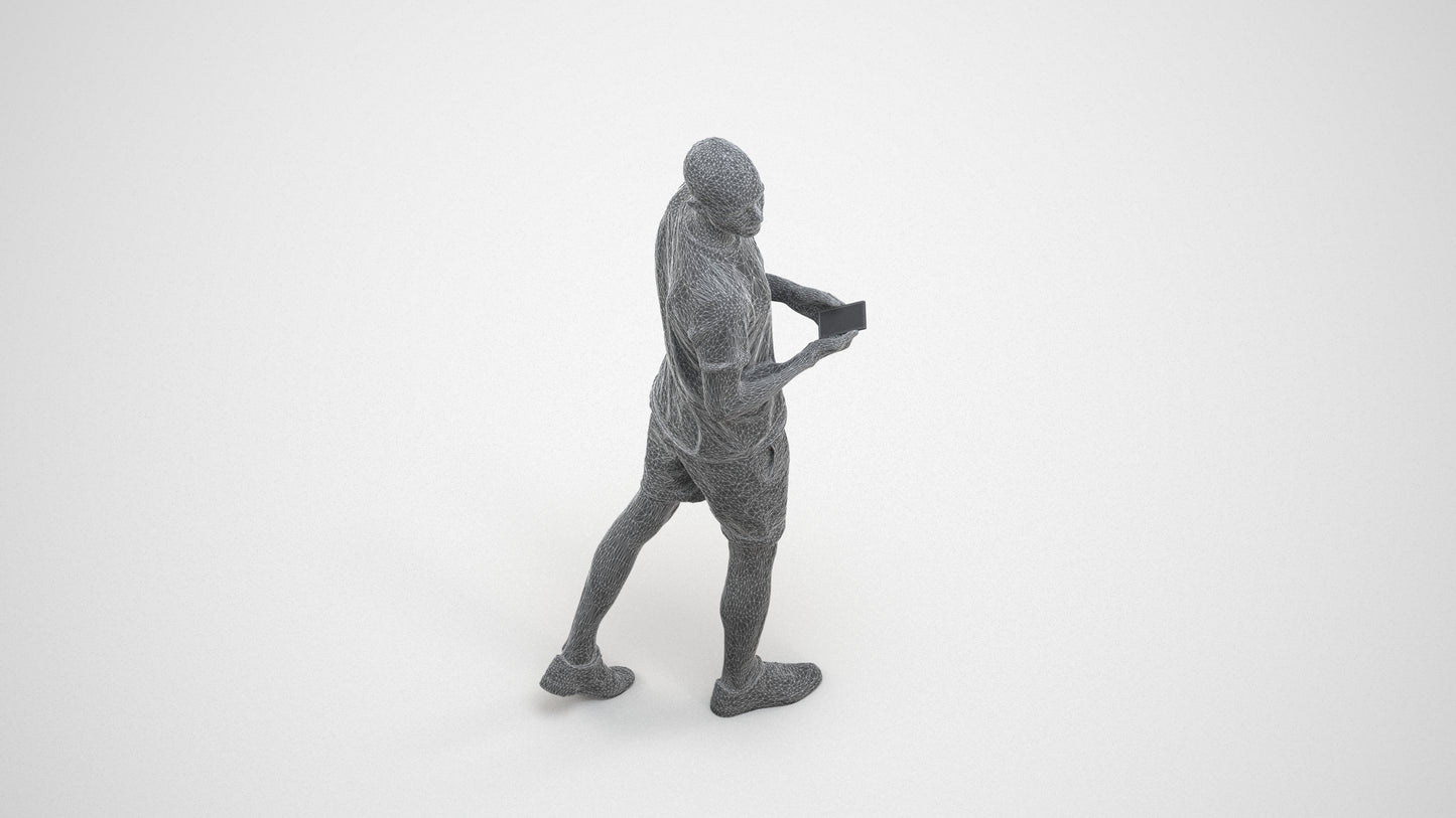 realistic 3D people man casual standing, render-ready for V-Ray and Corona, FBX OBJ, wireframe three-quarter view