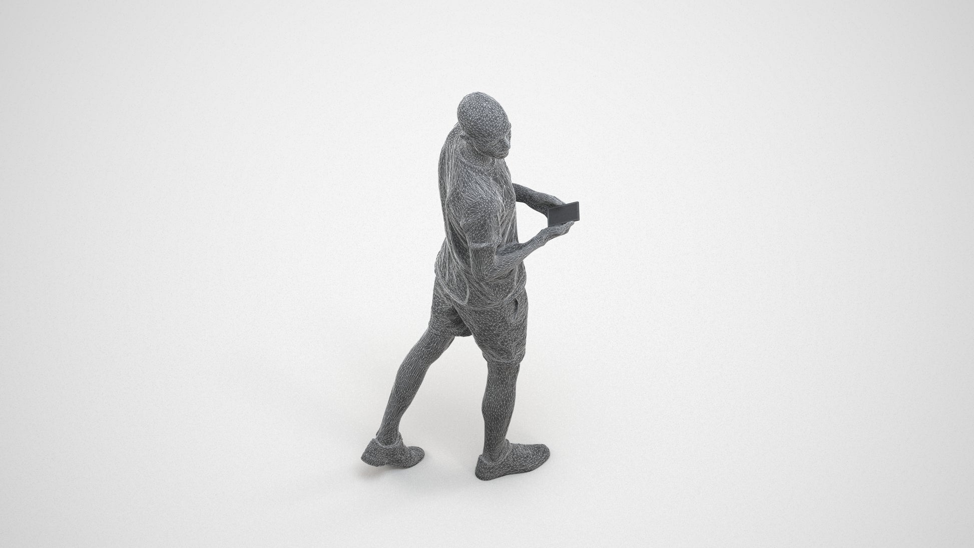 realistic 3D people man casual standing, render-ready for V-Ray and Corona, FBX OBJ, wireframe three-quarter view