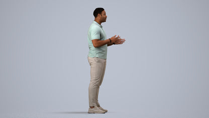 3D scanned man standing casual, photorealistic archviz people for Enscape and SketchUp, side view render