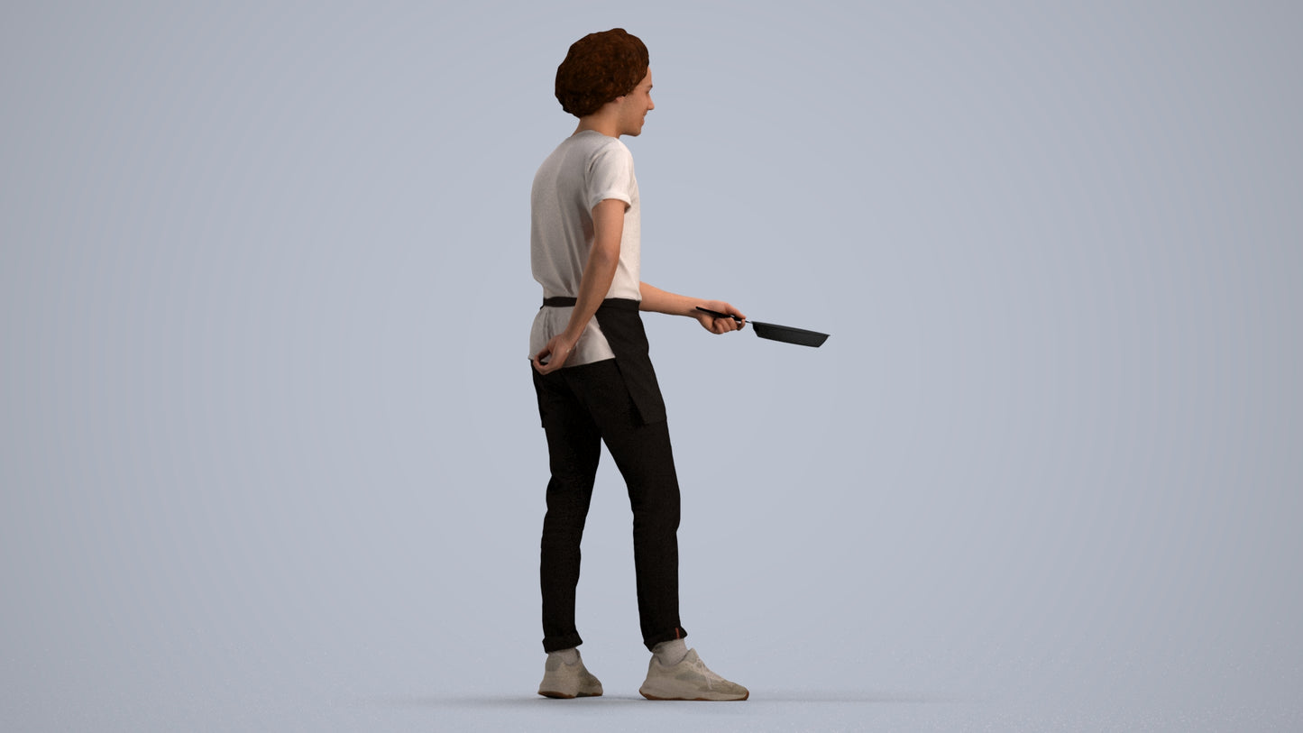 3D scanned man standing, photorealistic archviz people for Enscape and SketchUp, front view render