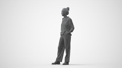 scanned 3D woman casual standing, photogrammetry people for Enscape and V-Ray, square thumbnail