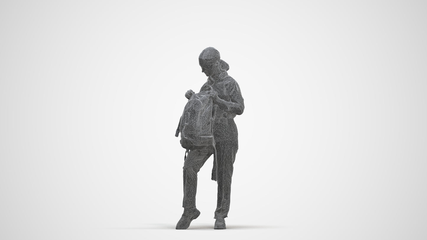 realistic 3D human girl kids, archviz people FBX OBJ for Blender, three-quarter front view render