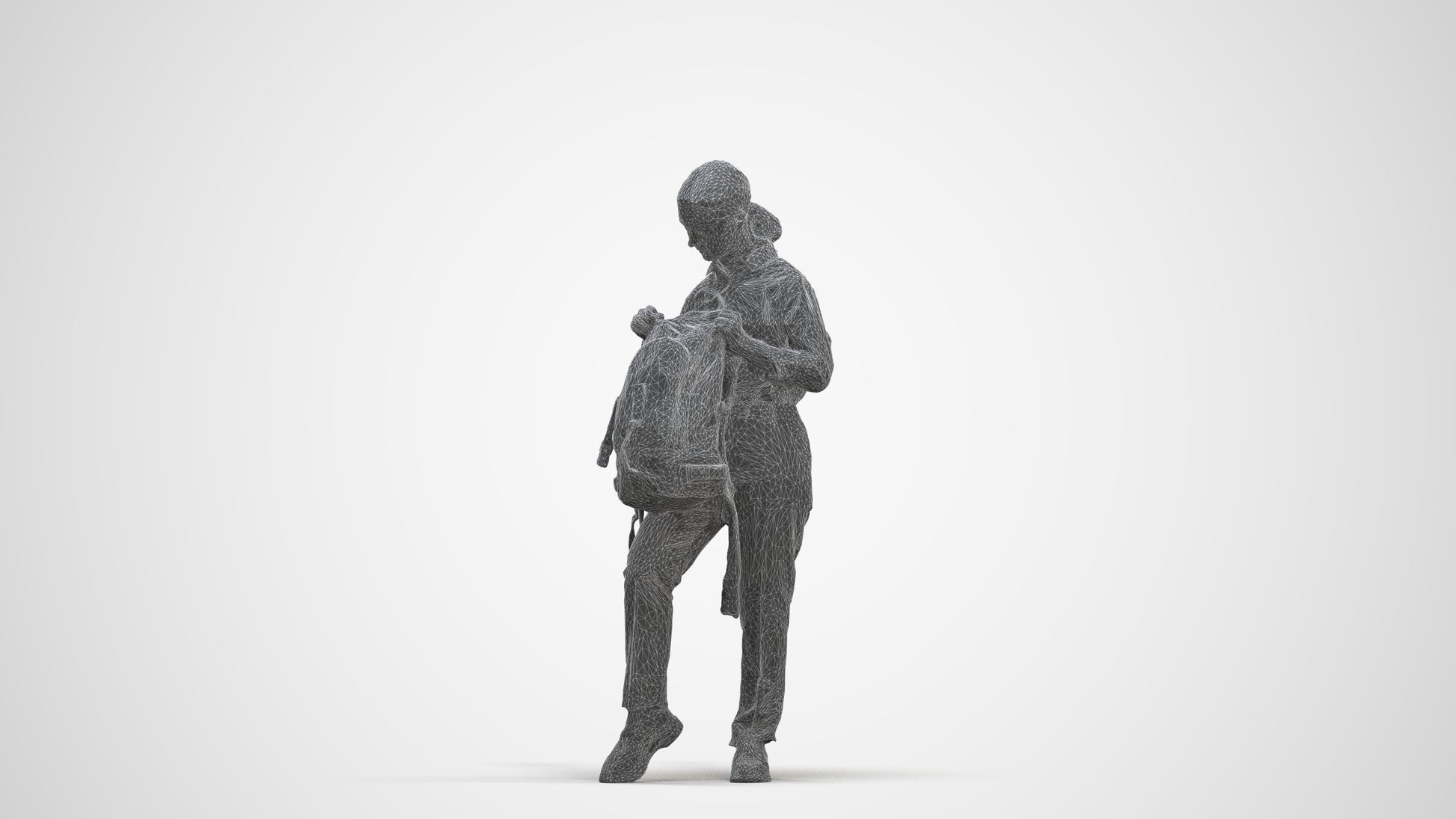 realistic 3D human girl kids, archviz people FBX OBJ for Blender, three-quarter front view render
