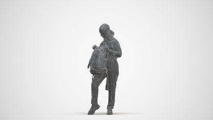 realistic 3D human girl kids, archviz people FBX OBJ for Blender, three-quarter front view render