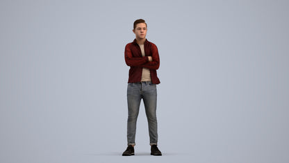 realistic 3D people boy casual kids, render-ready for V-Ray and Corona, FBX OBJ, standing pose render