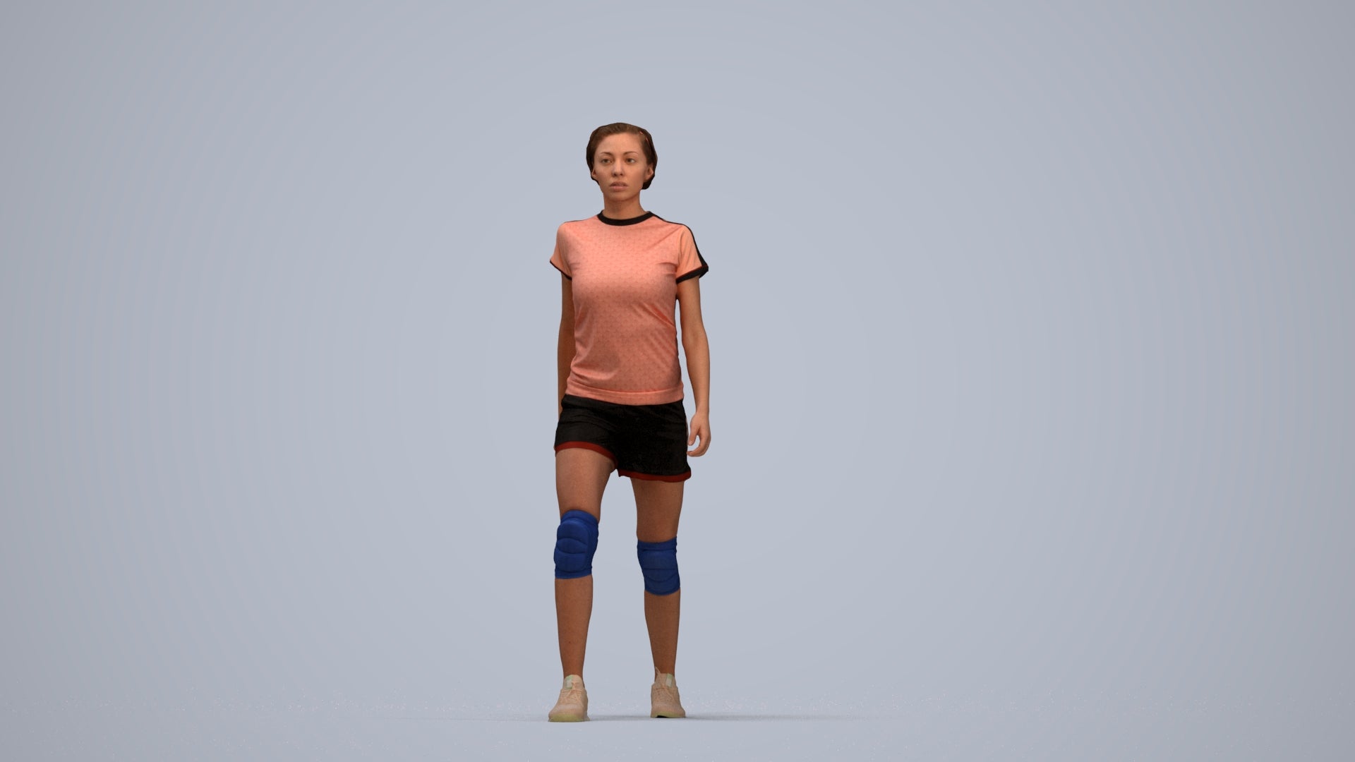 photogrammetry 3D woman sport, realistic human model archviz FBX, top-down view render