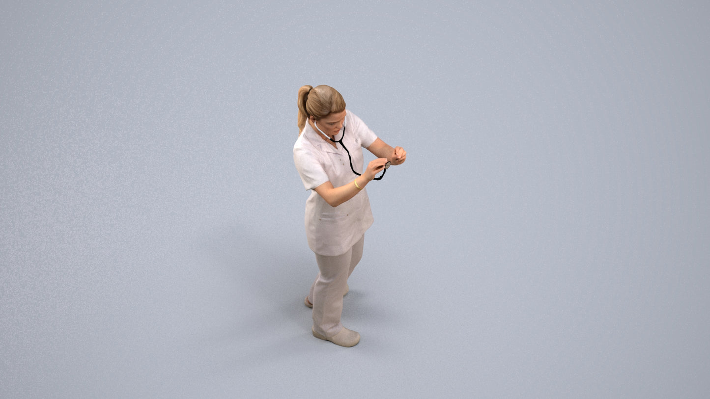3D human model woman medical, photogrammetry scanned person for archviz, back view render