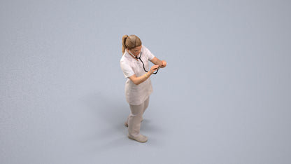 3D human model woman medical, photogrammetry scanned person for archviz, back view render