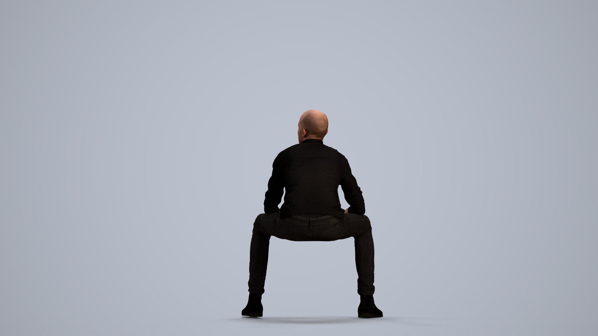 realistic 3D human man casual sitting, archviz people FBX OBJ for Blender, front view render