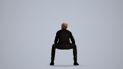 realistic 3D human man casual sitting, archviz people FBX OBJ for Blender, front view render