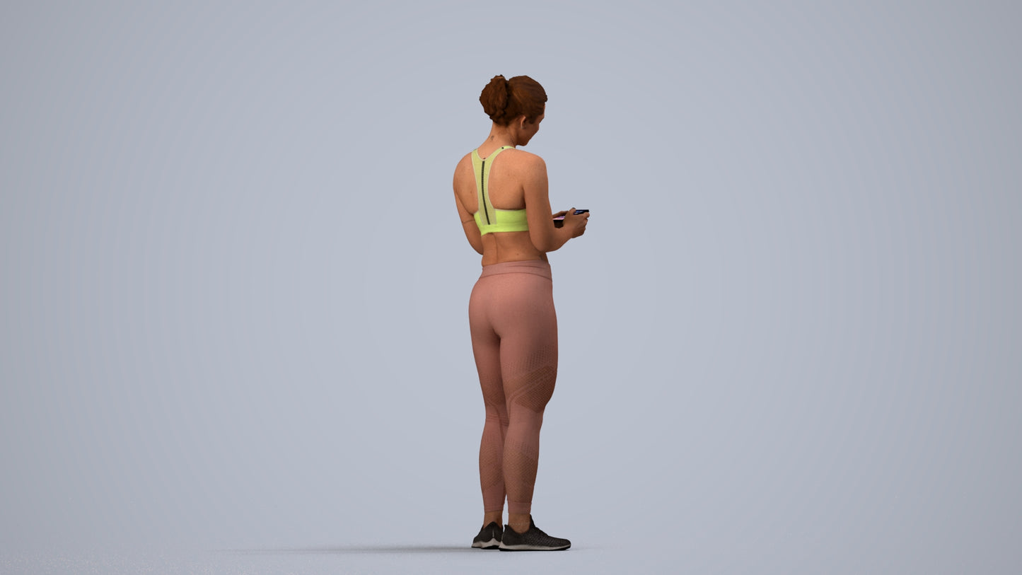 scanned 3D woman sport, photogrammetry people for Enscape and V-Ray, side view render