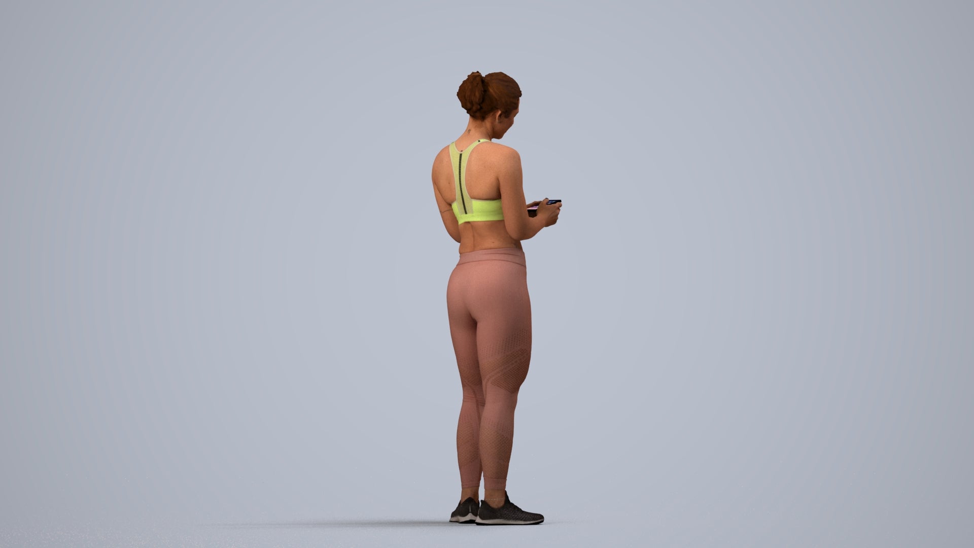 scanned 3D woman sport, photogrammetry people for Enscape and V-Ray, side view render