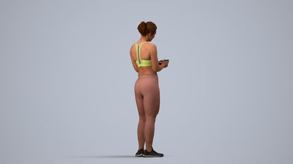 scanned 3D woman sport, photogrammetry people for Enscape and V-Ray, side view render