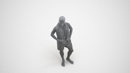 realistic 3D man sport pool, scanned archviz people for Blender and 3ds Max, wireframe three-quarter view