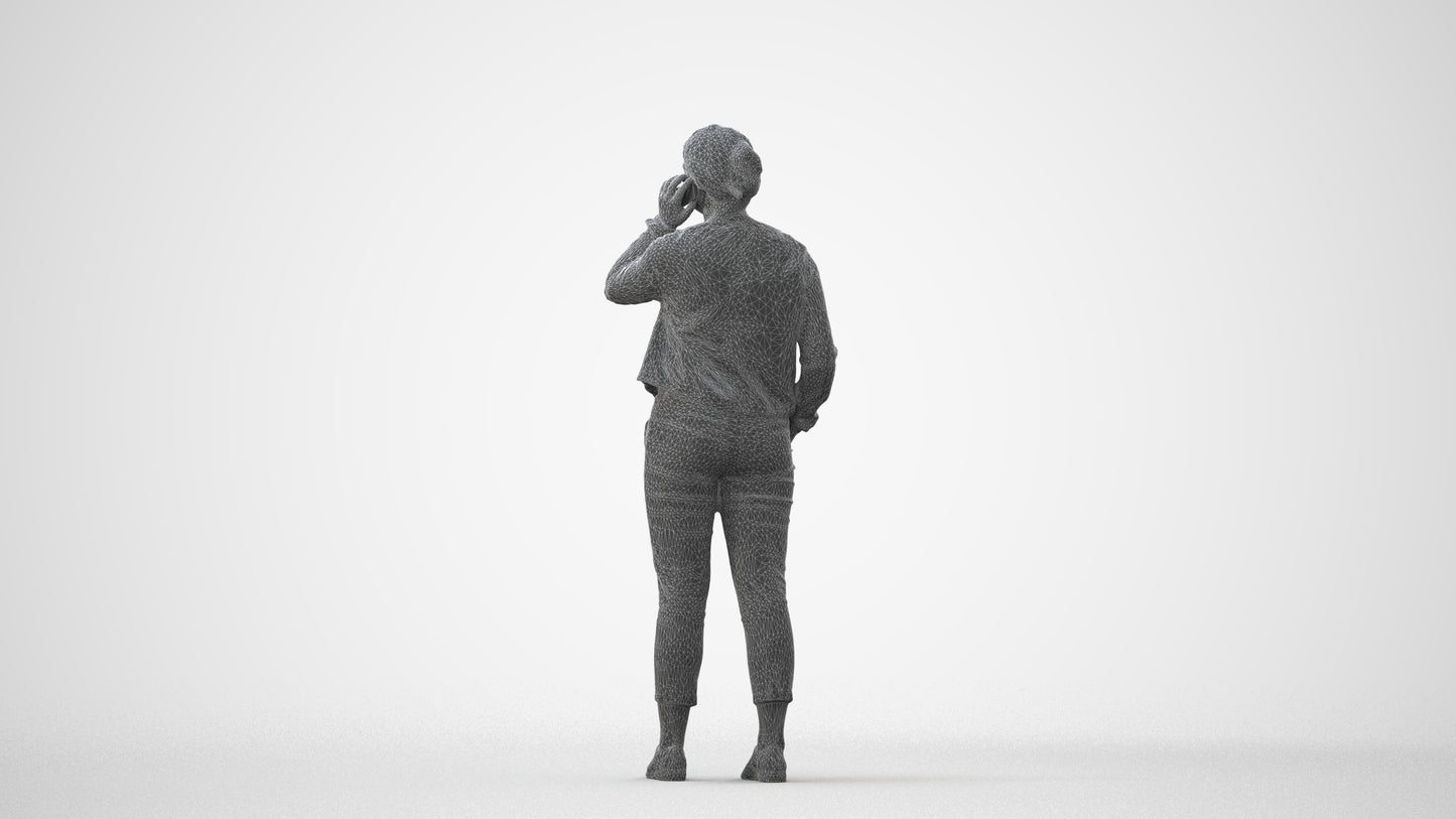 scanned 3D woman casual standing, photogrammetry people for Enscape and V-Ray, square thumbnail