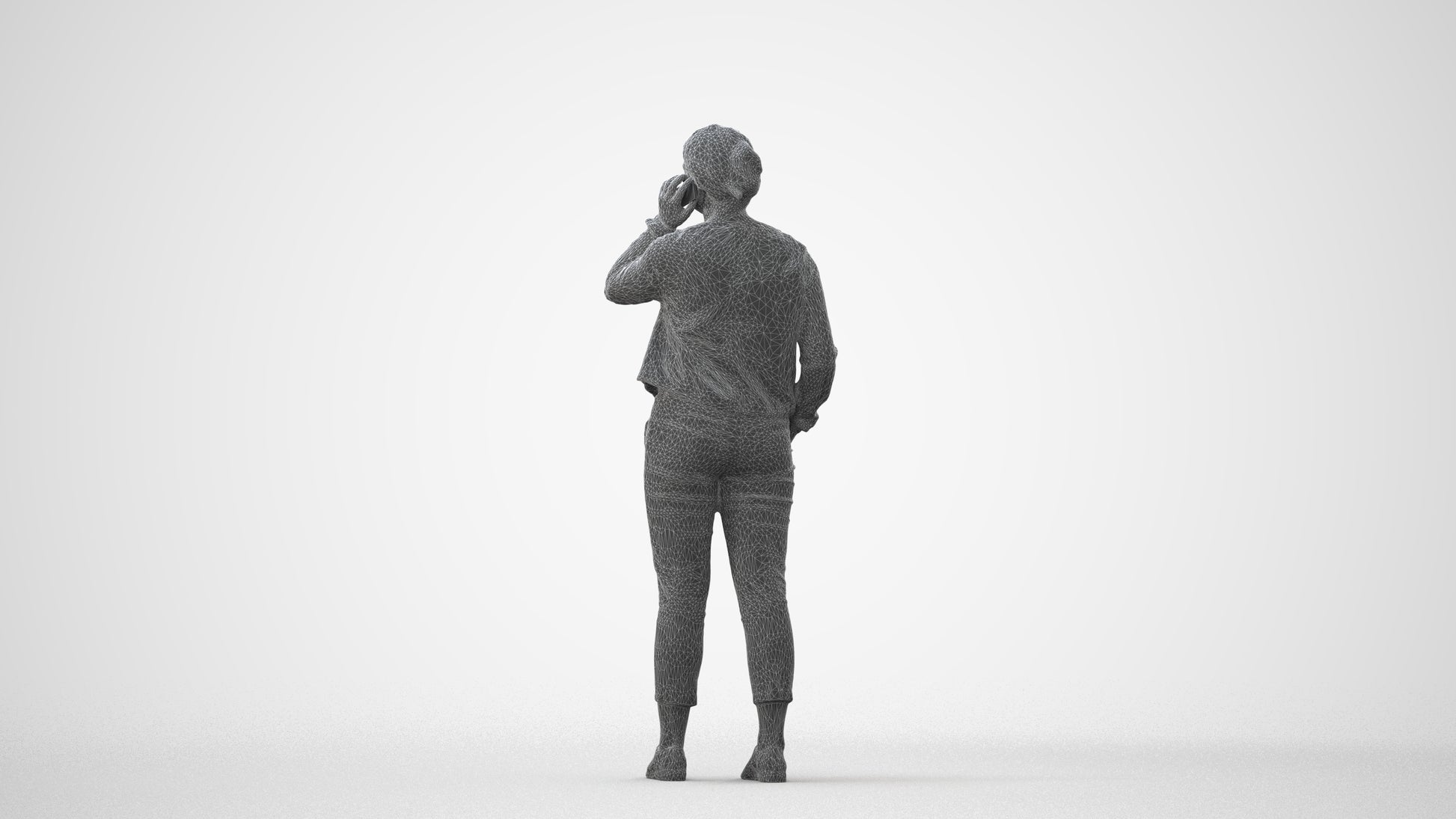scanned 3D woman casual standing, photogrammetry people for Enscape and V-Ray, square thumbnail