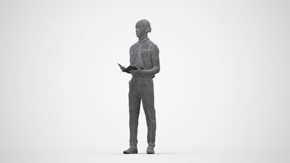 realistic 3D boy hospitality, scanned archviz people for Blender and 3ds Max, wireframe back view