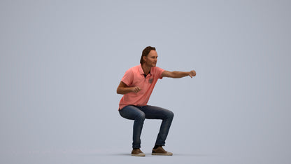 realistic 3D man casual sitting, scanned archviz people for Blender and 3ds Max, standing pose render