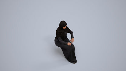 photogrammetry 3D woman sitting, realistic human model archviz FBX, back view render