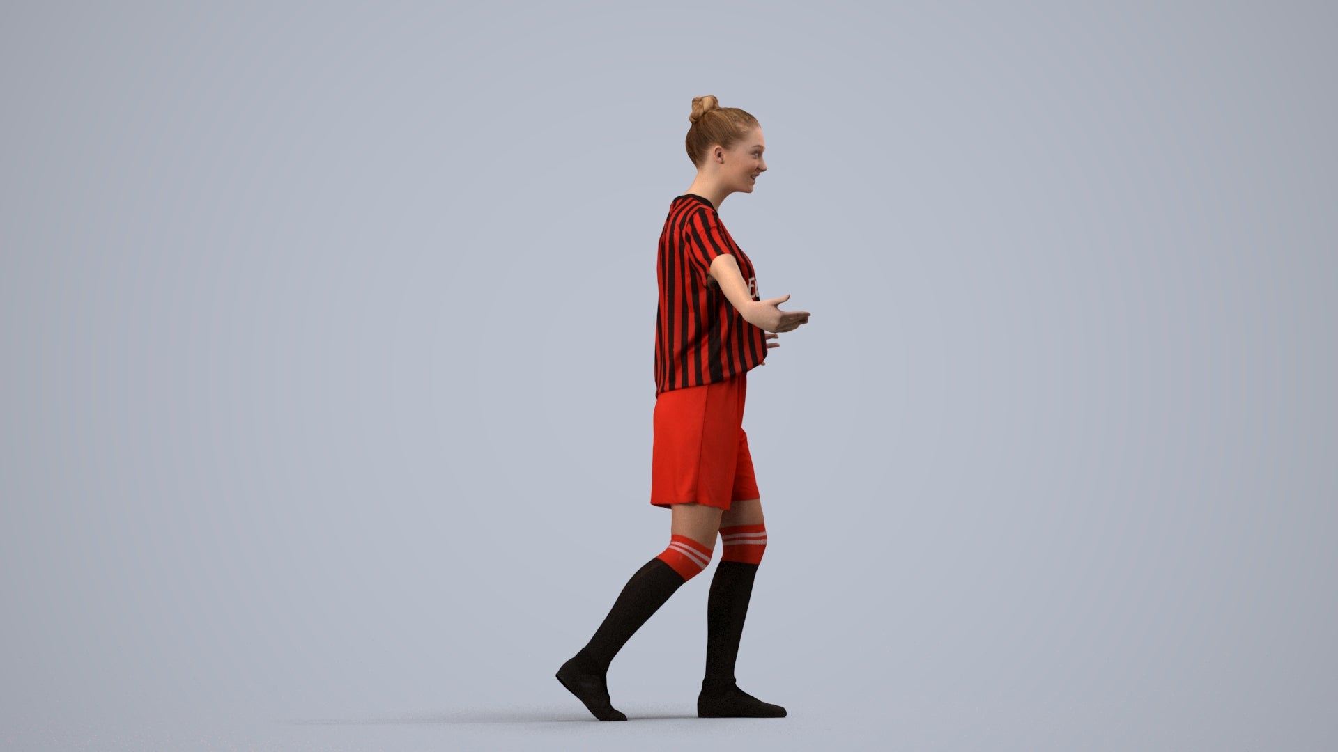 realistic 3D girl sport, scanned archviz people for Blender and 3ds Max, side view render