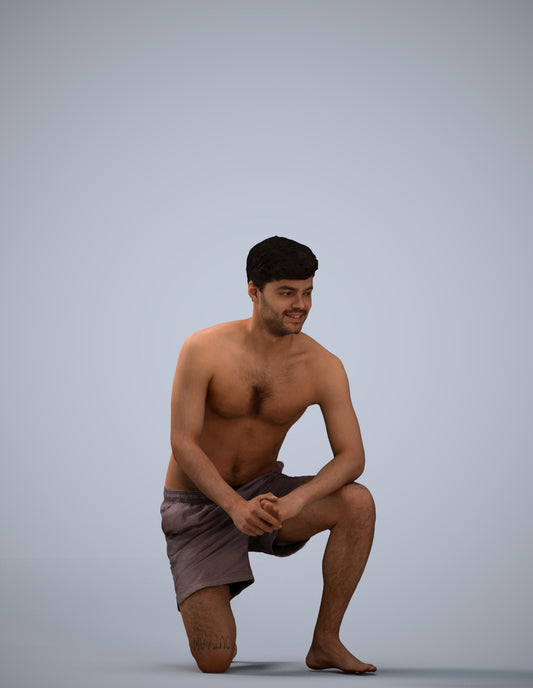 3D people model man pool, scanned human for 3ds Max rendering