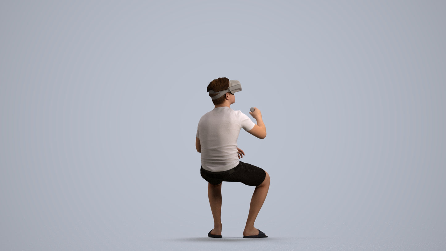3D people model boy casual kids, scanned human for 3ds Max rendering, front view render