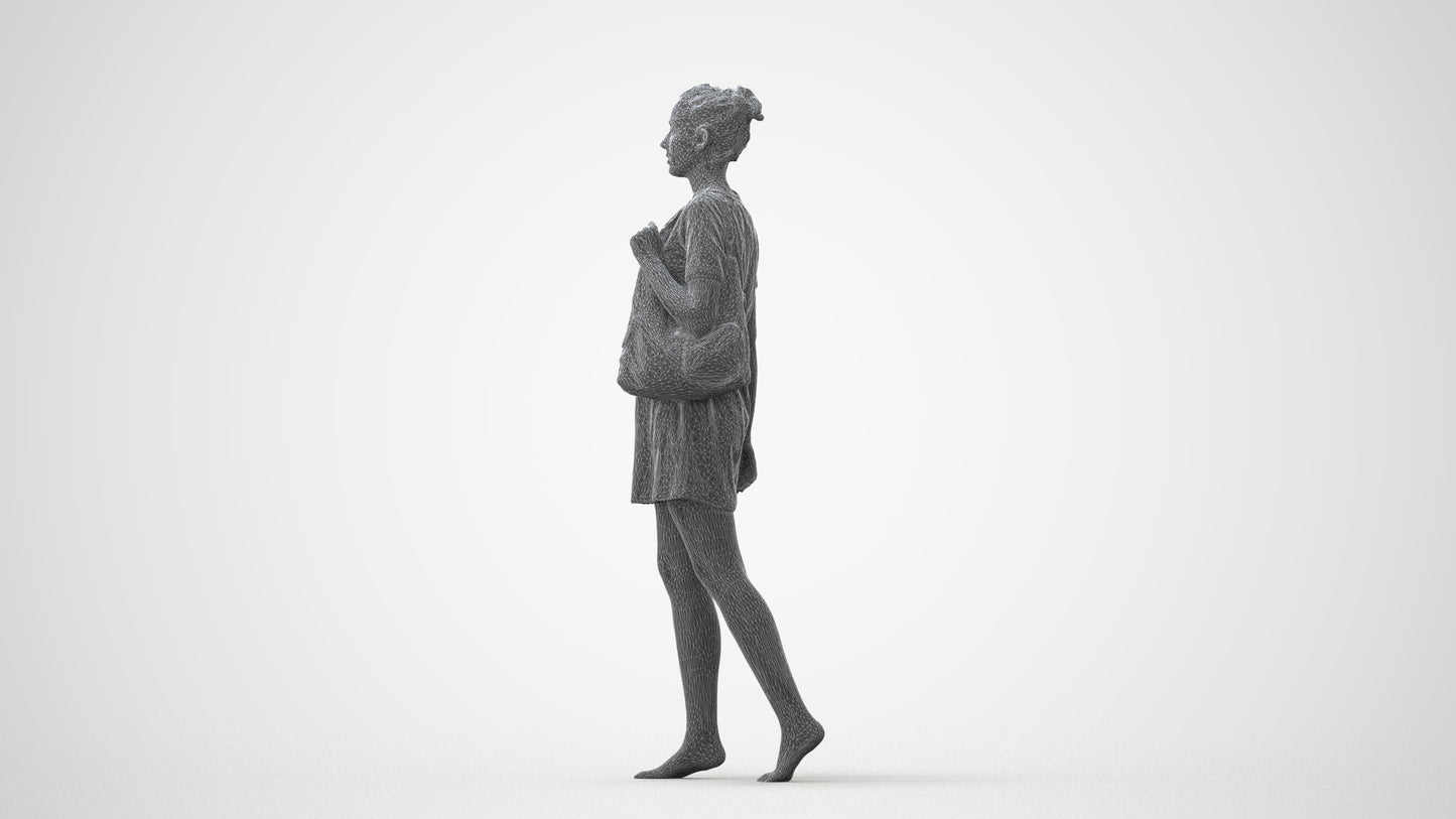 3D scanned woman walking casual, photorealistic archviz people for Enscape and SketchUp, square thumbnail