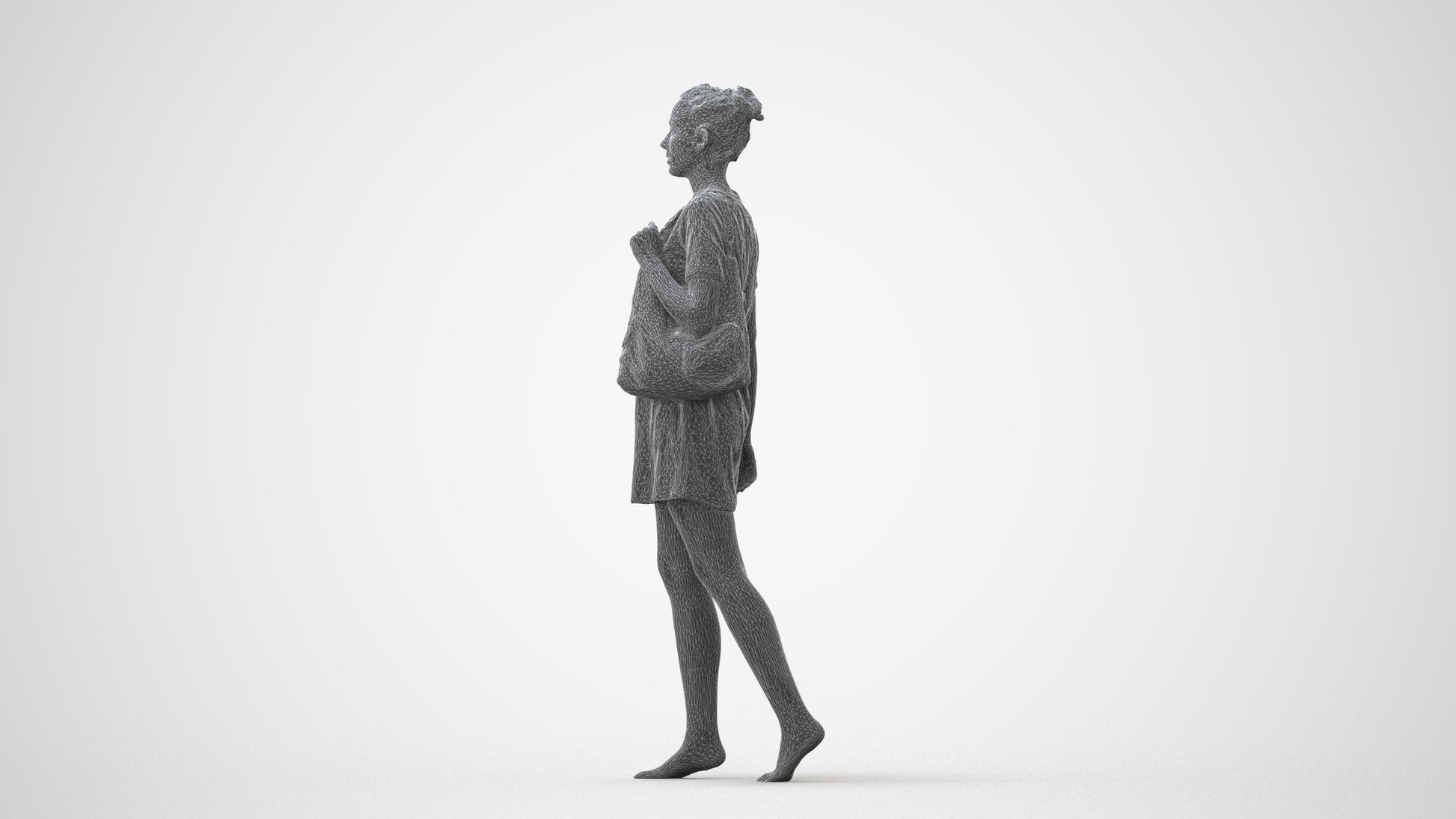 3D scanned woman walking casual, photorealistic archviz people for Enscape and SketchUp, square thumbnail