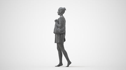 3D scanned woman walking casual, photorealistic archviz people for Enscape and SketchUp, square thumbnail