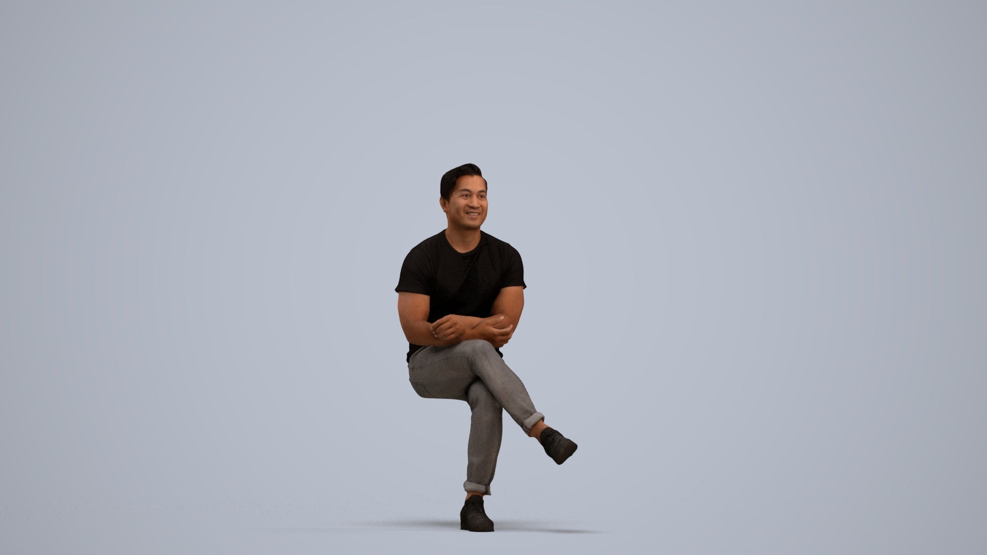 realistic 3D people man casual sitting, render-ready for V-Ray and Corona, FBX OBJ, standing pose render