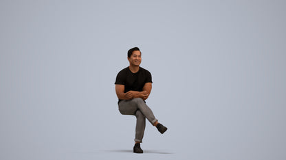 realistic 3D people man casual sitting, render-ready for V-Ray and Corona, FBX OBJ, standing pose render
