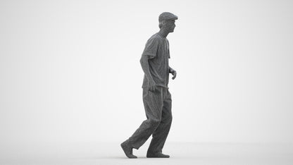 realistic 3D people man casual walking, render-ready for V-Ray and Corona, FBX OBJ, wireframe side view
