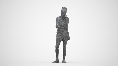 realistic 3D human woman casual standing, archviz people FBX OBJ for Blender, three-quarter front view render