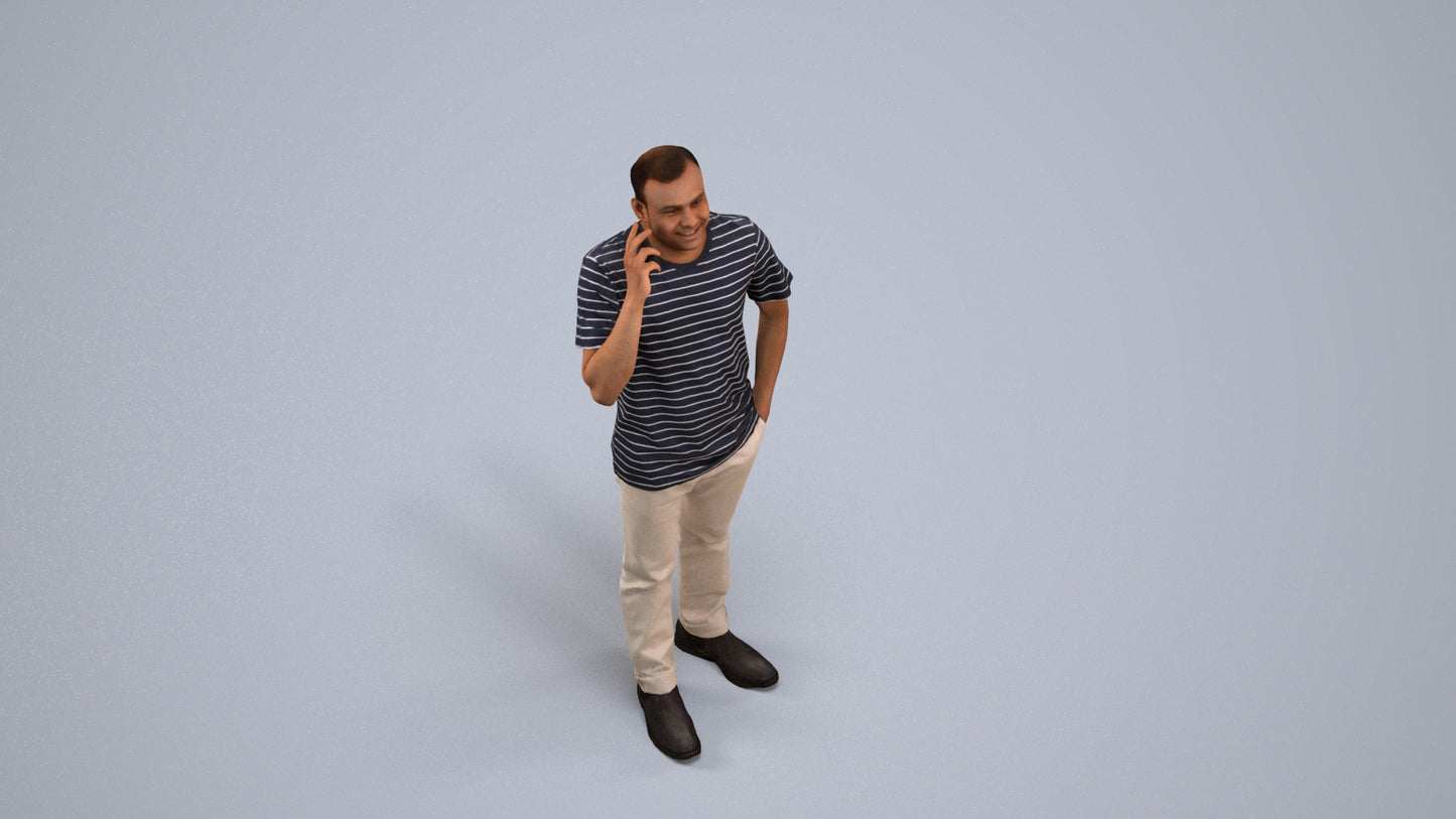 photogrammetry 3D man casual standing, realistic human model archviz FBX, back view render