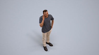photogrammetry 3D man casual standing, realistic human model archviz FBX, back view render