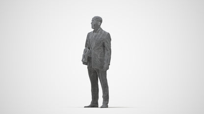 3D people model man business, scanned human for 3ds Max rendering, wireframe back view