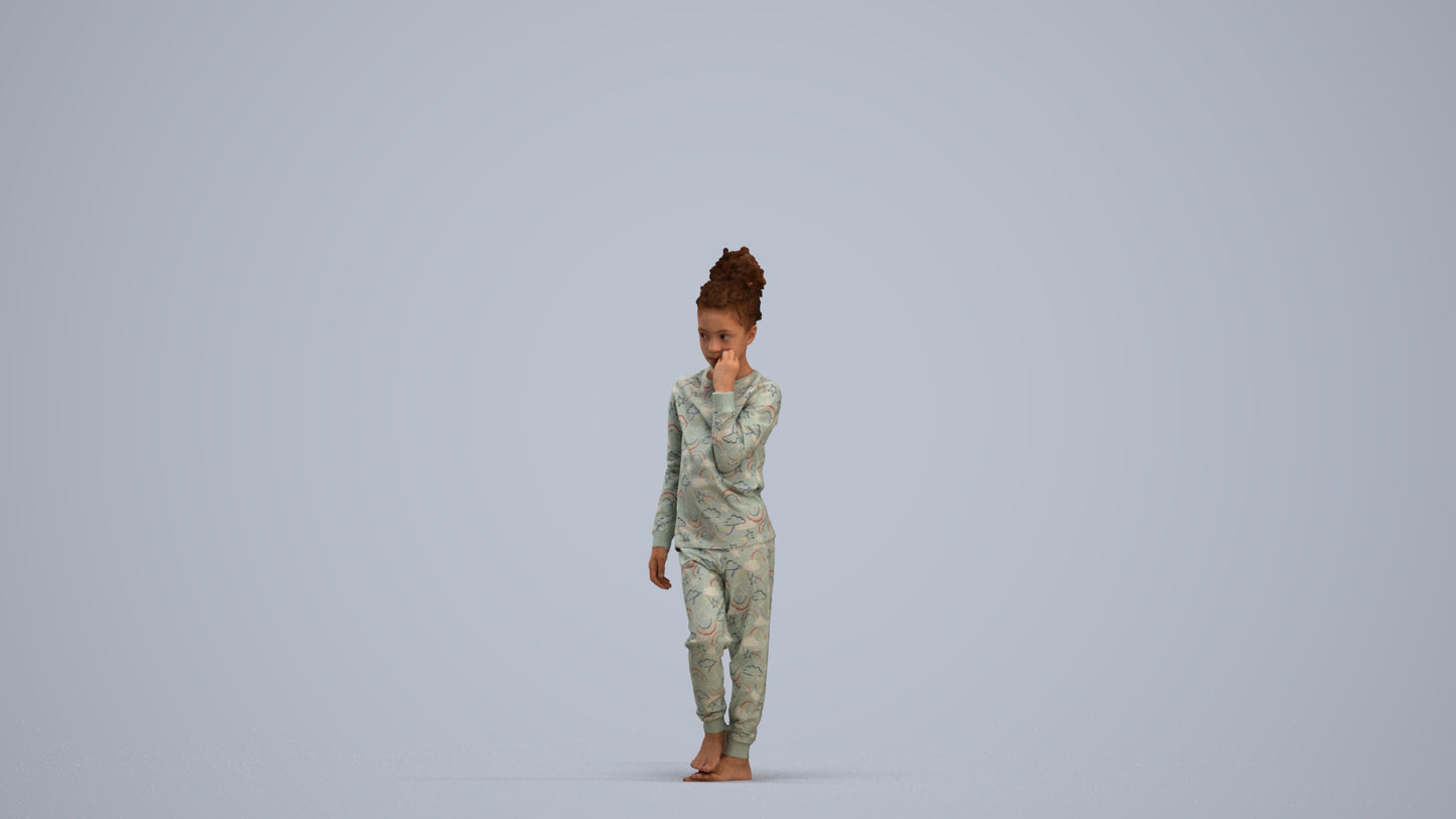 scanned 3D girl kids, photogrammetry people for Enscape and V-Ray, standing pose render