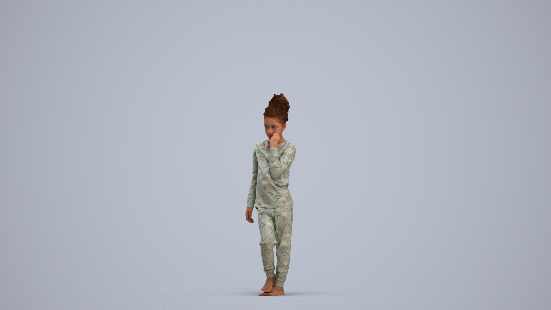 scanned 3D girl kids, photogrammetry people for Enscape and V-Ray, standing pose render