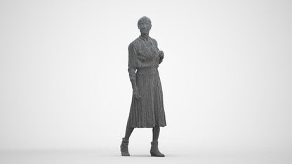 3D scanned senior woman walking casual, photorealistic archviz people for Enscape and SketchUp