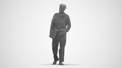3D people model man casual walking, scanned human for 3ds Max rendering, three-quarter front view render