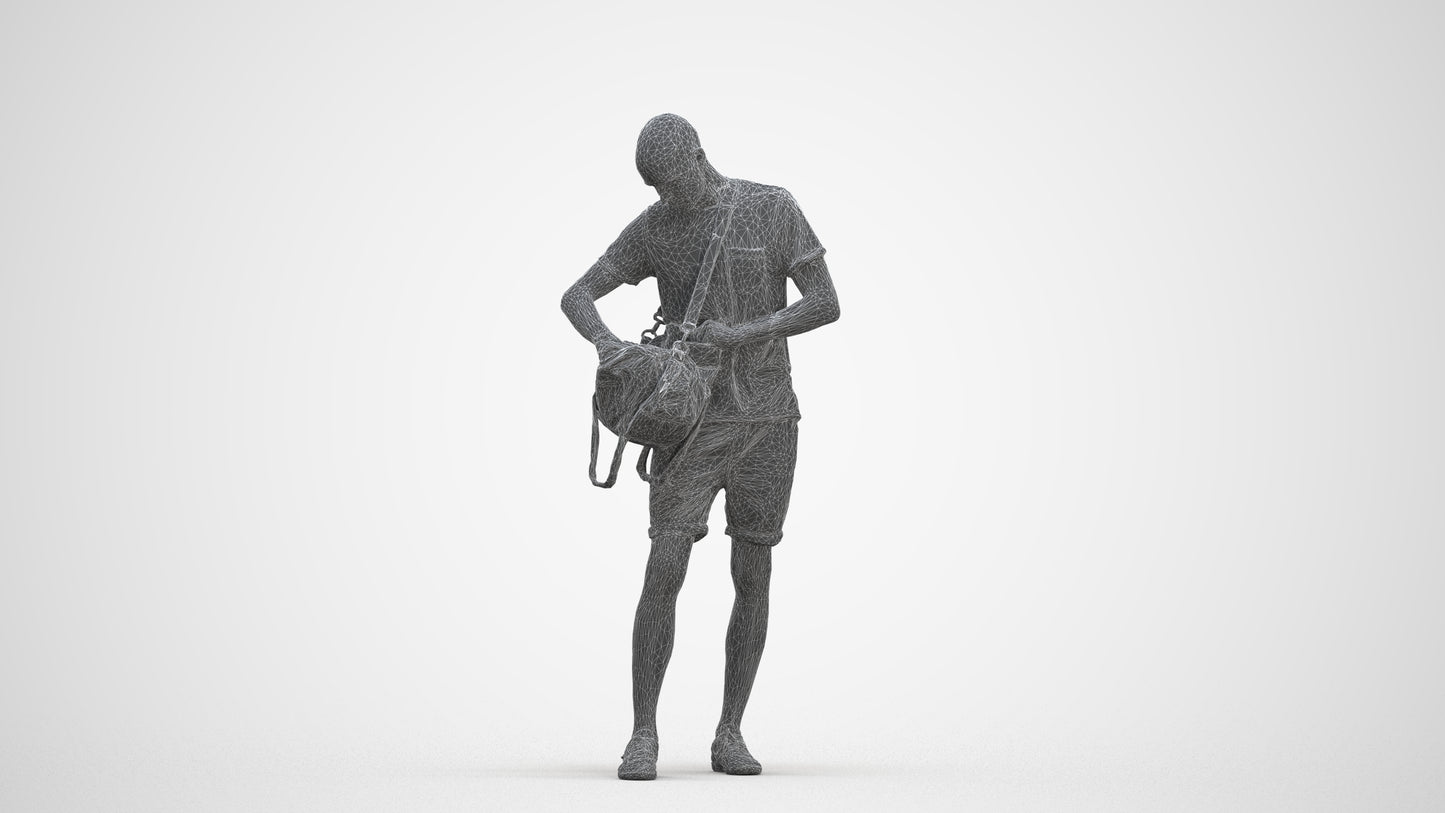 realistic 3D people man casual standing, render-ready for V-Ray and Corona, FBX OBJ, three-quarter front view render