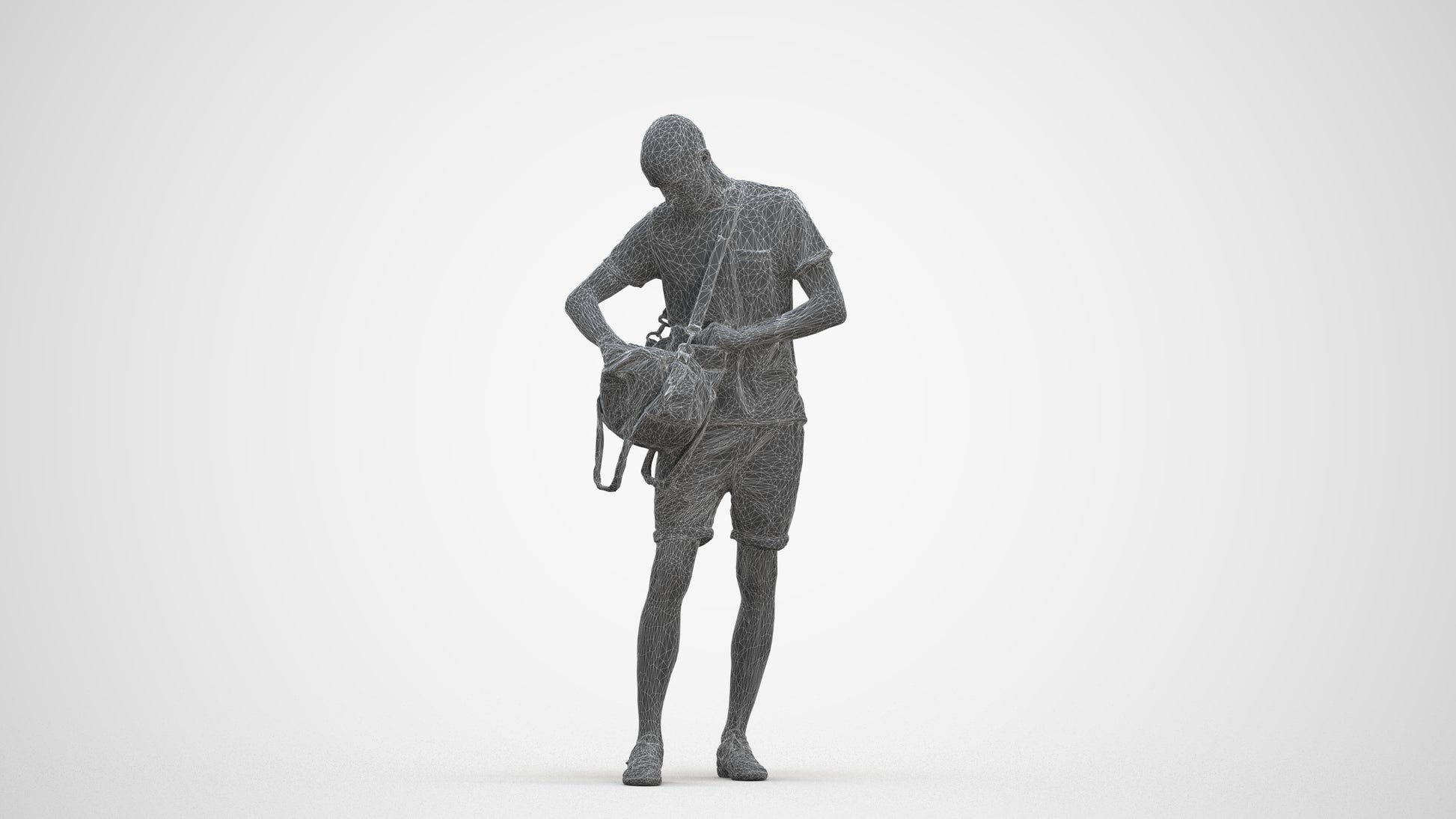 realistic 3D people man casual standing, render-ready for V-Ray and Corona, FBX OBJ, three-quarter front view render