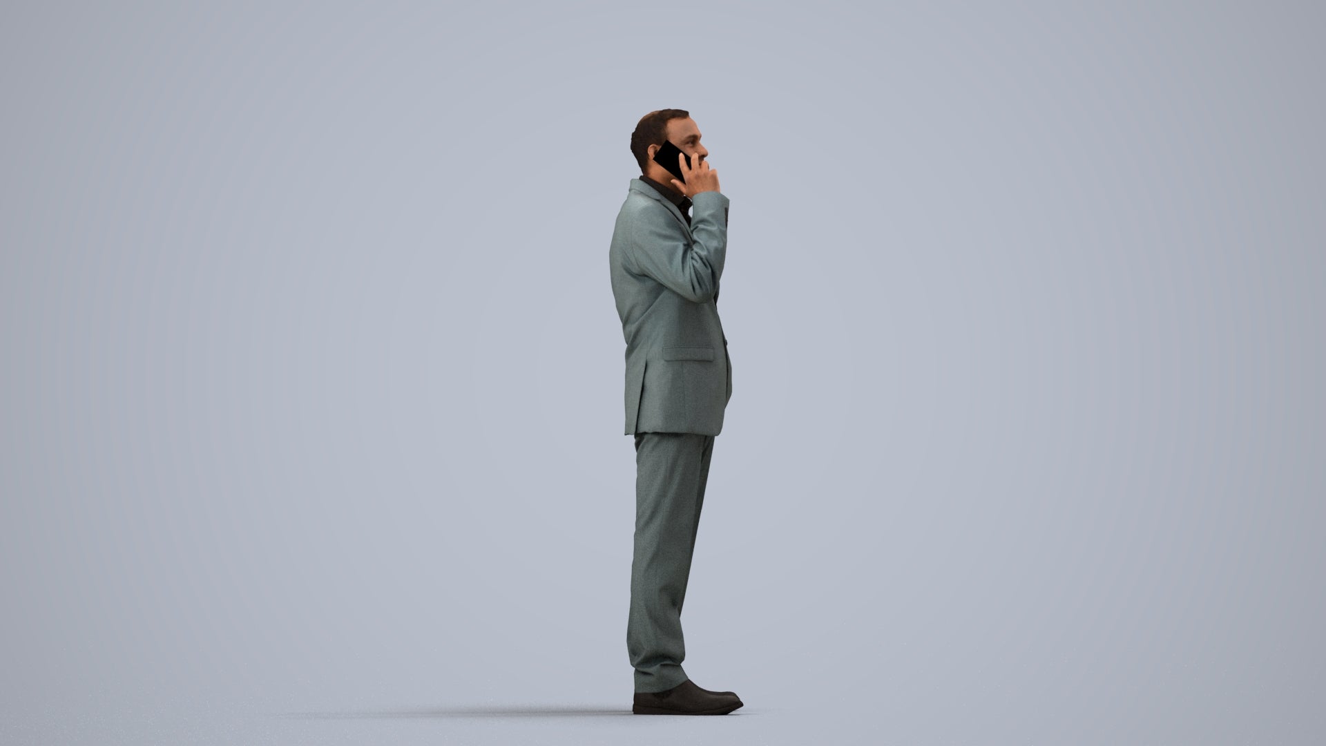 3D scanned man business, photorealistic archviz people for Enscape and SketchUp, side view render