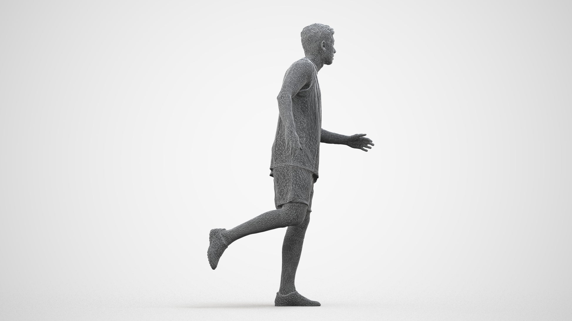 realistic 3D people man sport, render-ready for V-Ray and Corona, FBX OBJ, wireframe side view