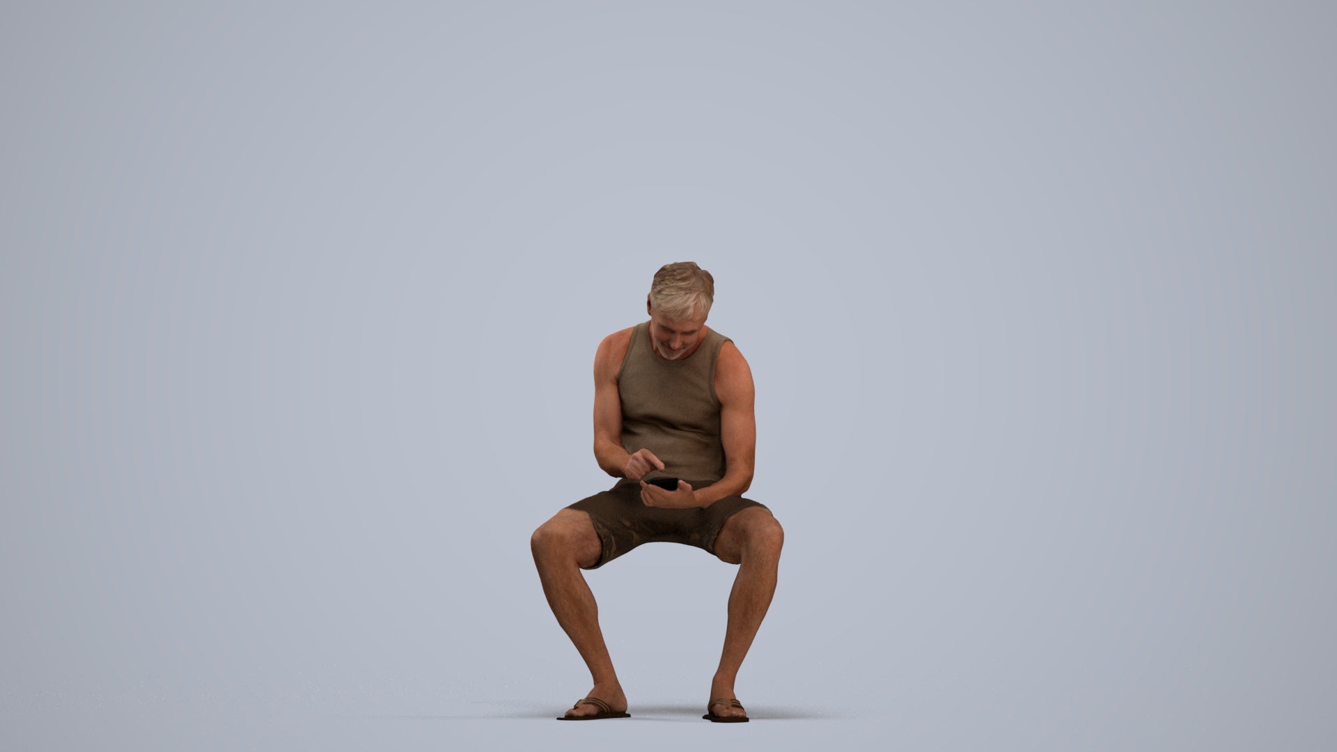 scanned 3D man casual sitting, photogrammetry people for Enscape and V-Ray, standing pose render