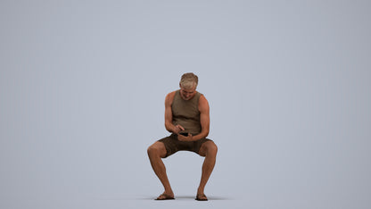 scanned 3D man casual sitting, photogrammetry people for Enscape and V-Ray, standing pose render