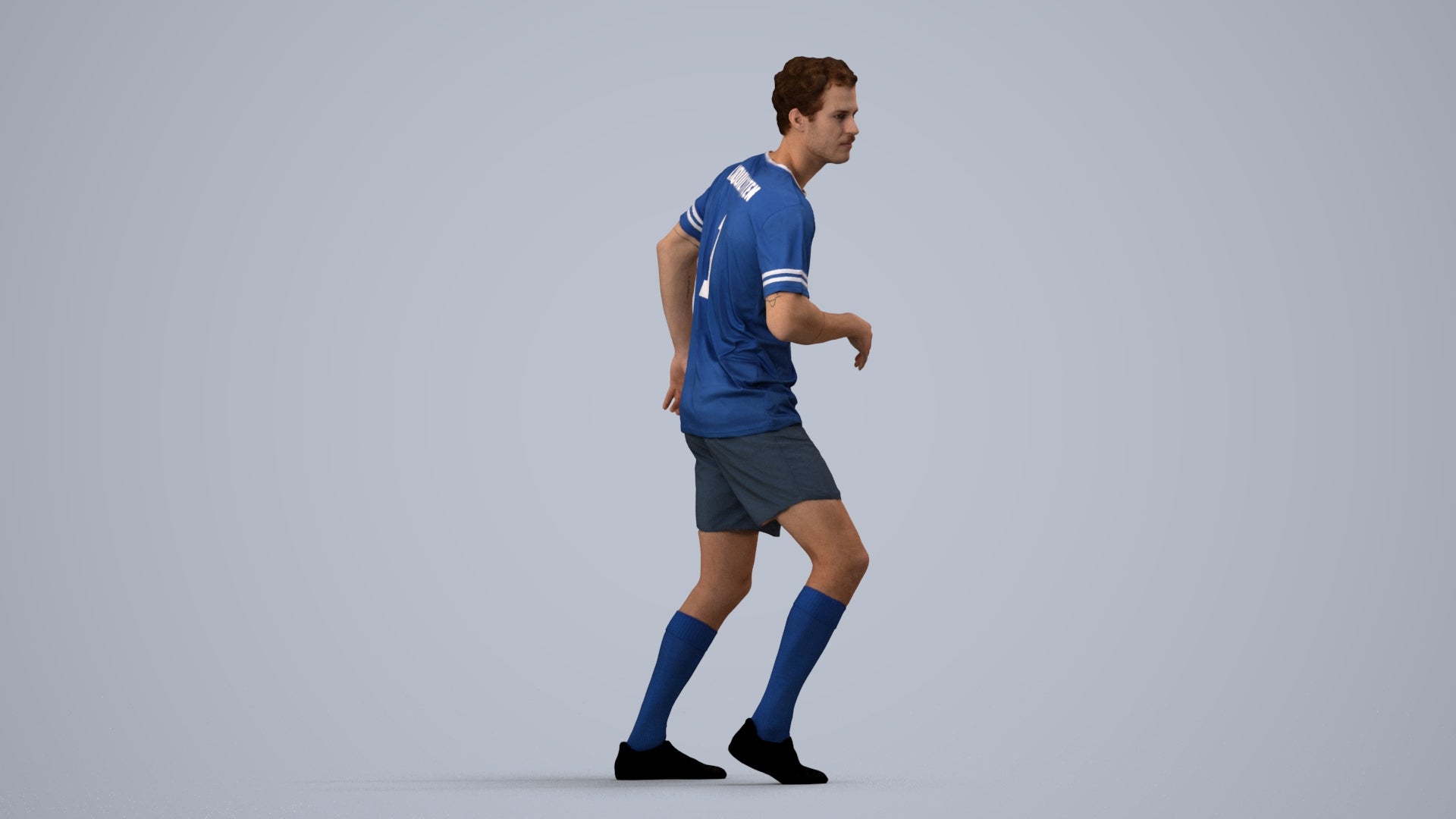 realistic 3D people man sport, render-ready for V-Ray and Corona, FBX OBJ, side view render