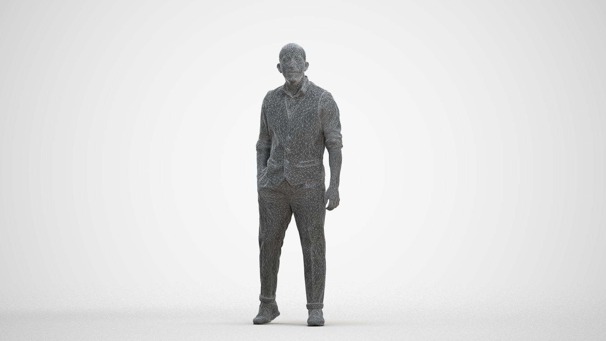 scanned 3D man business, photogrammetry people for Enscape and V-Ray, three-quarter front view render