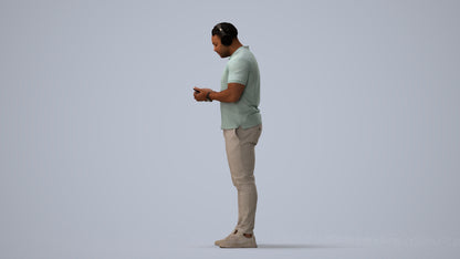 3D people model man casual standing, scanned human for 3ds Max rendering, three-quarter view render