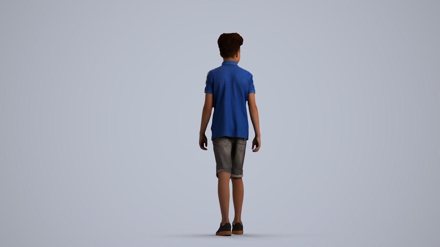 realistic 3D people boy casual kids, render-ready for V-Ray and Corona, FBX OBJ, front view render